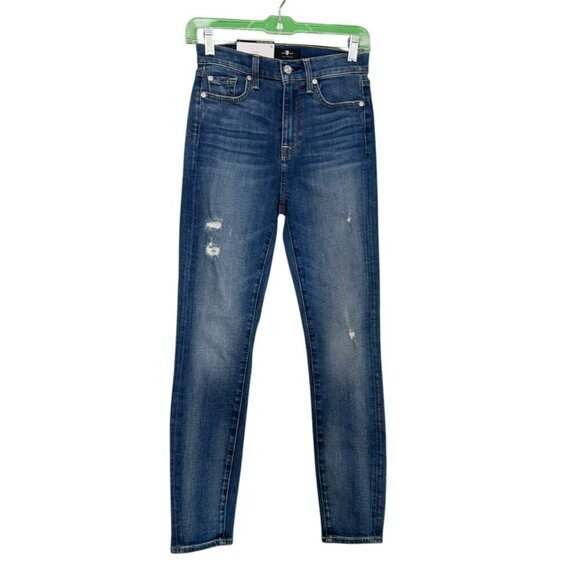 7 For All Mankind Super Skinny High Waist Ankle Jeans Size 24 NWT 26" inseam - Picture 1 of 7